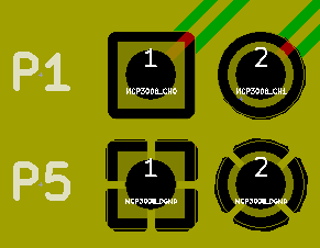 TOP層鋪鋪的狀態(tài)，到下方排pad為GND，連接GND Copper zone 都是設(shè)定Thermal relief Pad
