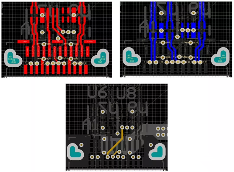 對(duì)SBU，USB2和CC1/2等信號(hào)做以下布線處理