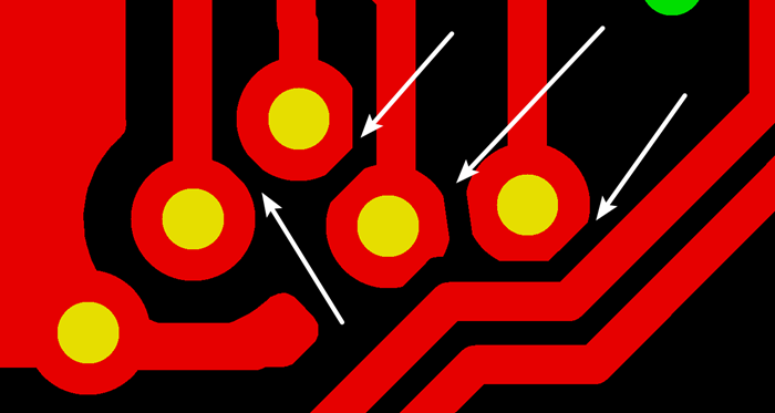 多層板中過孔會在每層線路上都有孔環(huán)，且每個層孔環(huán)周圍環(huán)境有夾線也有不夾線，環(huán)境各不一